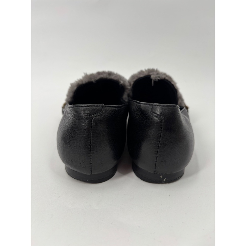Kenneth Cole NY Black Leather Chain Fur Loafers Mules Size 7 Quiet Luxury - Picture 3 of 14